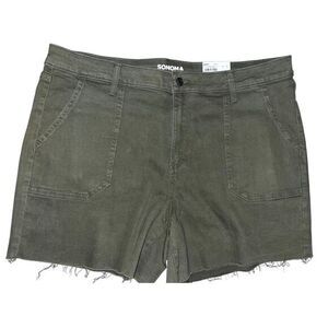 SONOMA Denim Shorts Olive Green cut offs raw hem Size 18 - New NWT